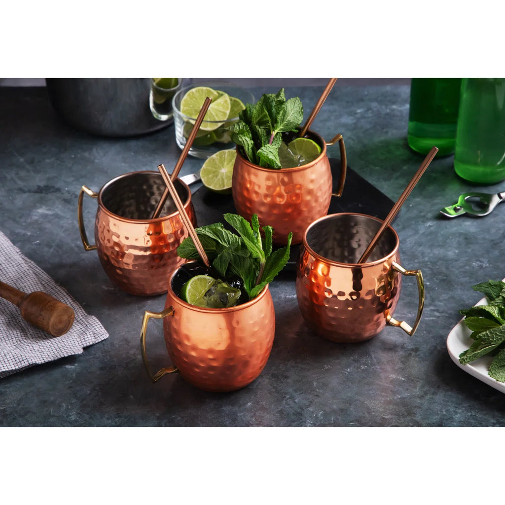 Moscow Mule Mugs 14 oz Stainless Steel Hammered Finish Barware Set for Cocktails & Cold Drinks (Set of 4)