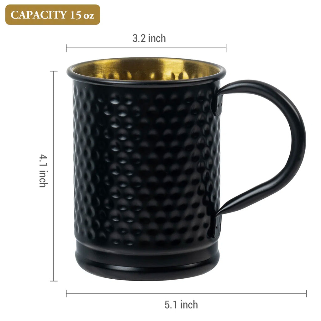 2 Piece Moscow Mule Hammered Black Metal Mugs (Set of 2)