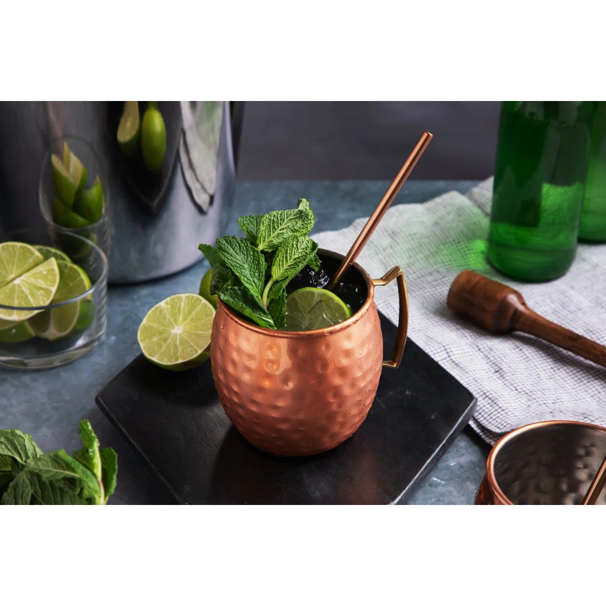 Moscow Mule Mugs 14 oz Stainless Steel Hammered Finish Barware Set for Cocktails & Cold Drinks (Set of 4)