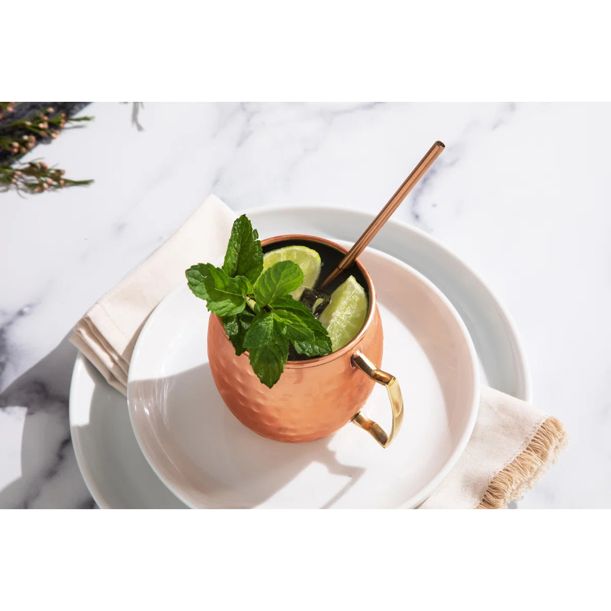 Moscow Mule Mugs 14 oz Stainless Steel Hammered Finish Barware Set for Cocktails & Cold Drinks (Set of 4)