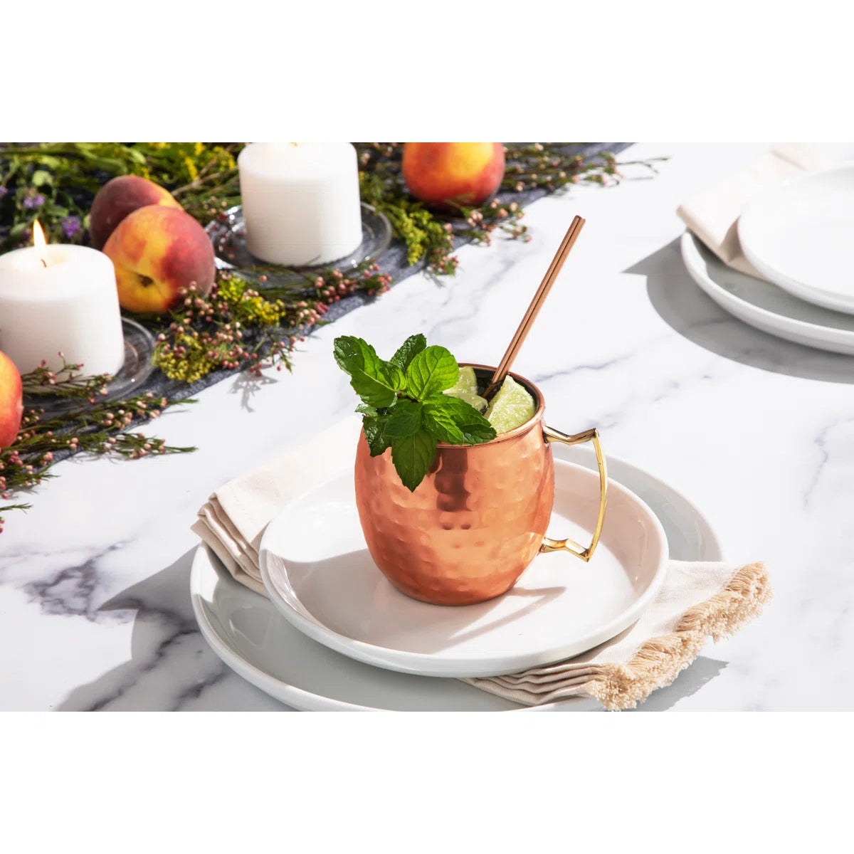 Moscow Mule Mugs 14 oz Stainless Steel Hammered Finish Barware Set for Cocktails & Cold Drinks (Set of 4)