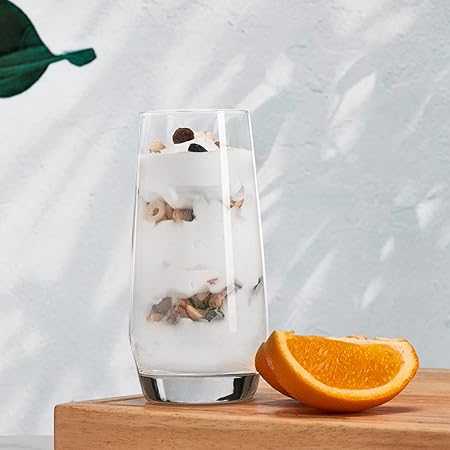 Drinking Glasses Set of 8-4 Tall Glass Cups 18 oz & 4 Short Stemless Wine Glasses 13 oz, Highball Glasses, Glassware Sets for Cocktail, Beer, Wine, Whiskey, Water & Juice Drinkware