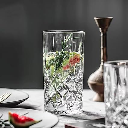 Drinking Glasses, 8 Piece Crystal Glass Cups, Mixed Glassware Set, 4 pcs Crystal Old Fashioned 11oz Highballs and 4 pcs 11oz Whiskey Glasses, Great for Cocktail, Whisky and other Beverages