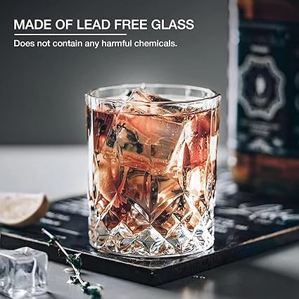 Drinking Glasses, 8 Piece Crystal Glass Cups, Mixed Glassware Set, 4 pcs Crystal Old Fashioned 11oz Highballs and 4 pcs 11oz Whiskey Glasses, Great for Cocktail, Whisky and other Beverages