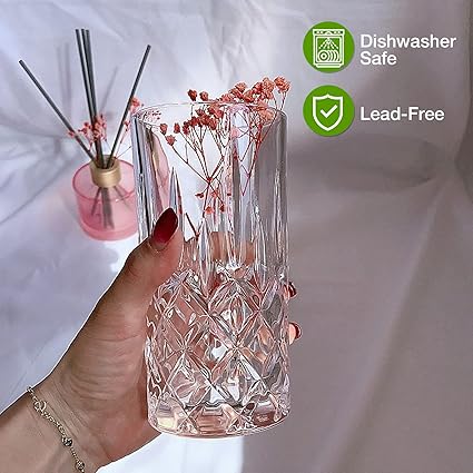 Drinking Glasses, 8 Piece Crystal Glass Cups, Mixed Glassware Set, 4 pcs Crystal Old Fashioned 11oz Highballs and 4 pcs 11oz Whiskey Glasses, Great for Cocktail, Whisky and other Beverages
