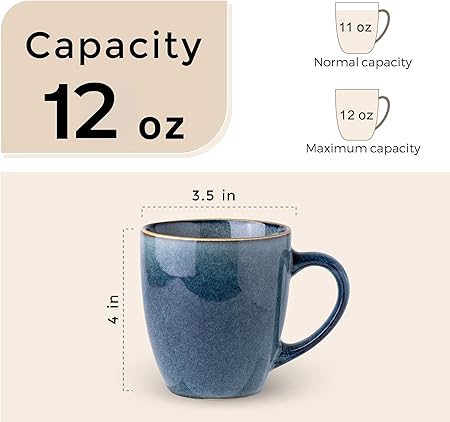3pcs Ceramic Coffee Mugs Set of 4, 12oz Stoneware Coffee Mugs Set For Dad Mom Women MEN, Light Weight Ceramic Coffee Cups for Latte/Tea/Beer/Hot Cocoa, Dishwasher & Microwave Safe