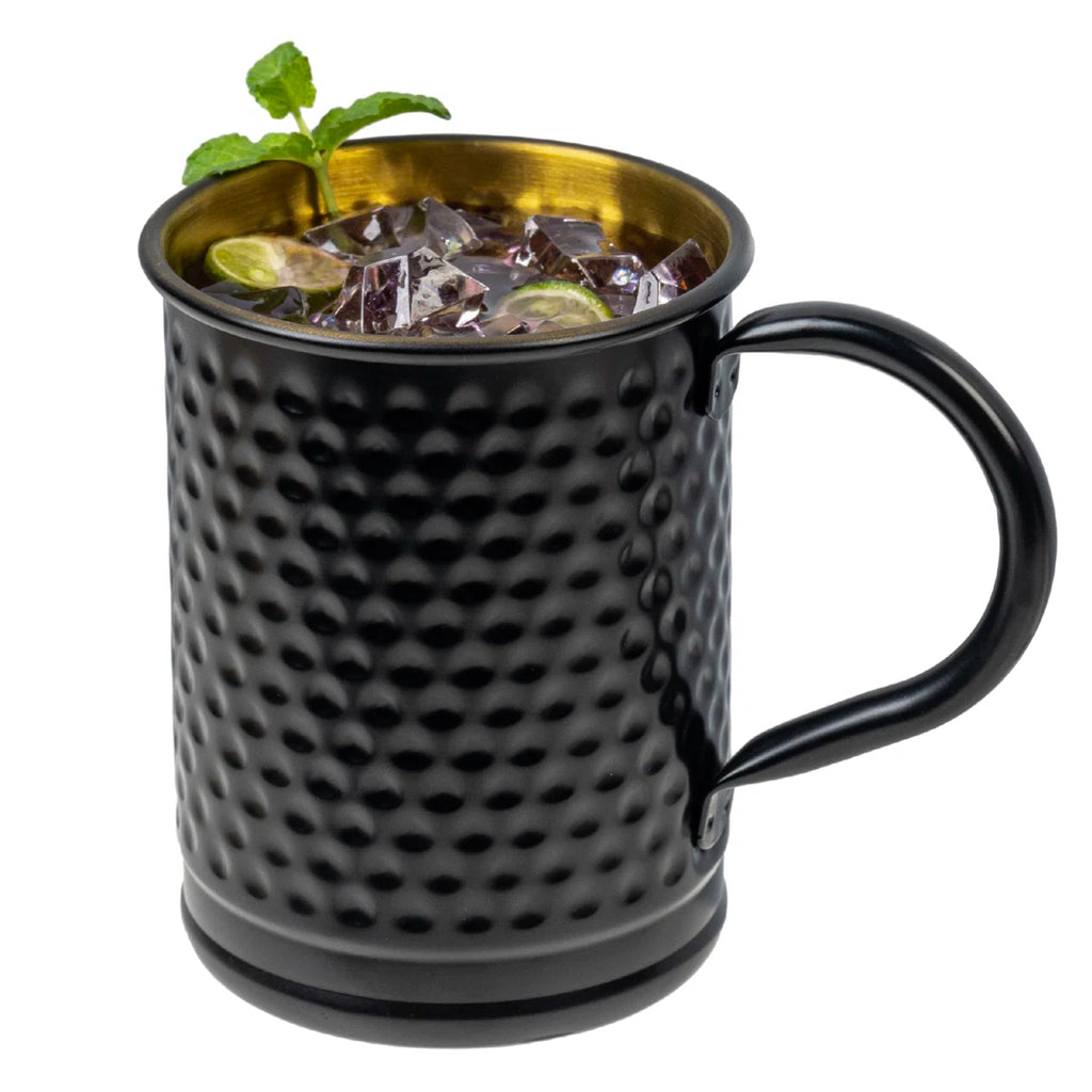 2 Piece Moscow Mule Hammered Black Metal Mugs (Set of 2)
