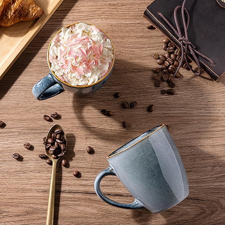 3pcs Ceramic Coffee Mugs Set of 4, 12oz Stoneware Coffee Mugs Set For Dad Mom Women MEN, Light Weight Ceramic Coffee Cups for Latte/Tea/Beer/Hot Cocoa, Dishwasher & Microwave Safe